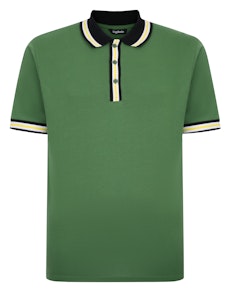 Bigdude Poloshirt mit kontrastierenden Streifen und Spitze, Dunkelgrün, Tall